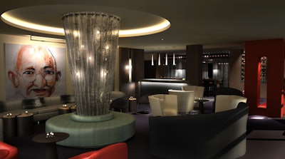 A rendering of the Liaison Capitol Hill restaurant lounge, complete with upholstered and faux ostrich leather sofas