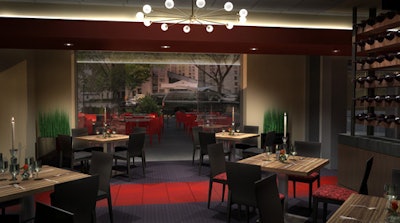 The dining room will look onto the 76-seat patio through 16-foot glass walls.