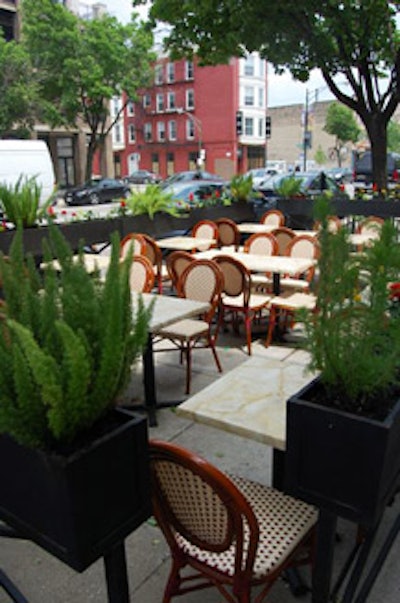 The outdoor patio provides seating for 35.