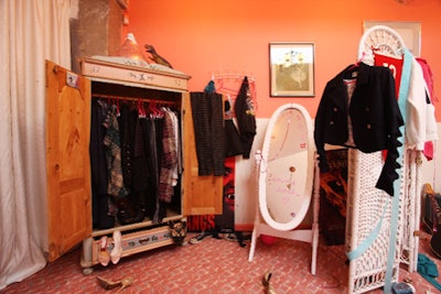 Ruffian's collection was up for sale in the girl's wardrobe and throughout the room; a jacket cost $1,250.
