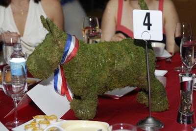 Topiary Inc. provided the dog-shaped centerpieces for the tables.