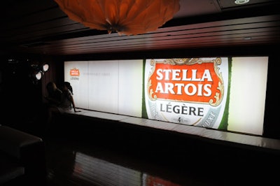 A close-up shot of Stella Artois Légère decorated the V.I.P. area.