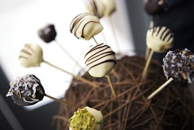 Finger-food desserts included mini cheesecake pops.