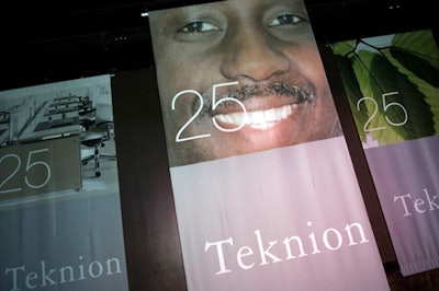 Teknion 25th anniversary signage decorated the space.
