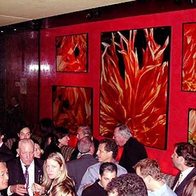 The electric-red lower dining room at the front of DB has large images of red flowers that look like flames at first glance.