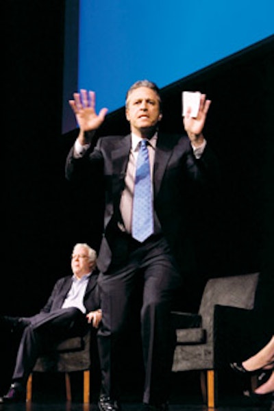 Jon Stewart drew complaints for making jokes about panelists while moderating a 2005 Magazine Publisers of America event.