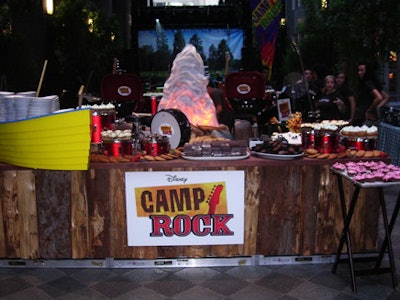 More campgroundlike elements decorated the bars inside the after-party, where a canoe held drinks on ice and guests could make their own s'mores at the dessert station.