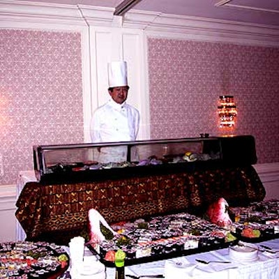 The Sheraton New York's huge sushi table with a sushi chef was the clear favorite of the cocktail hour.