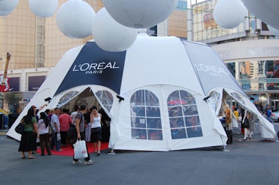 The 'Get Ready to Go With L'Oréal Paris' tent at Yonge-Dundas Square created the feel of being backstage at Fashion Week.