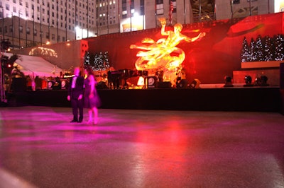 The stage for the orchestra was set up near the Prometheus statue.