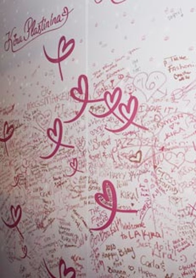 Guests were encouraged to cover a wall with lipstick messages.