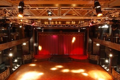 The main stage is 700 square feet and is equipped with theatrical lighting.