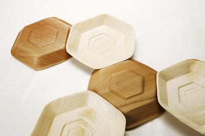 VerTerra's nine-inch hexagon plates are made of 100 percent renewable plant materials.