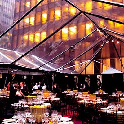 Avi Adler took inspiration from the van der Rohe-designed Seagram Building's black and yellow exterior to set the decor theme for the event.