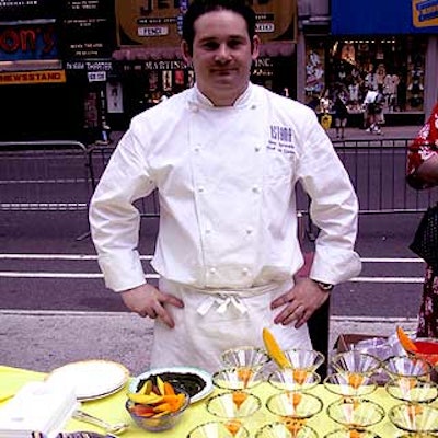 Chef Dion Sprenkle of Istana at the New York Palace offered a raspberry mango lemonade in plastic martini glasses.