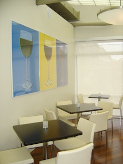Pop Art-style works add a modern feel to the space.