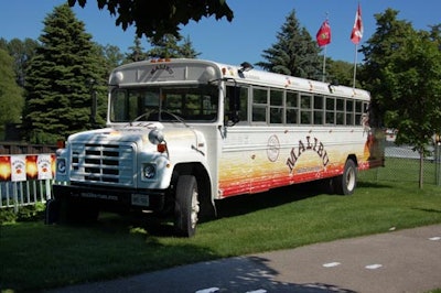 The Malibu Rum bus sat adjacent to the ferry dock on Toronto's Centre Island.