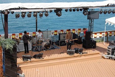 The band tested its equipment during an afternoon sound check on the patio.