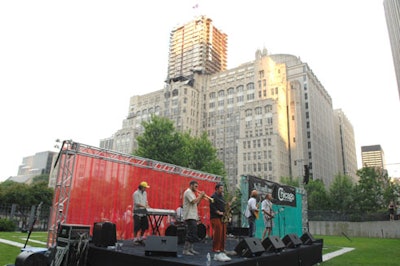 Indiana's Midwest Hype, a 10-piece rock band, entertained on the outdoor stage.