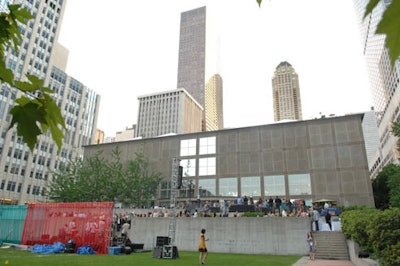 A stage was constructed on the museum's spacious back lawn.