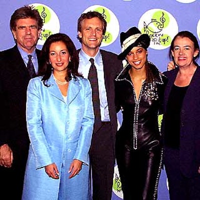 From left to right: Tom Freston, president and CEO of MTV Networks; Leslie Leventman, executive vice president of creative services and special events for MTV Networks; John Sykes, president of VH1 and Country Music Television; singer Alicia Keys; and Judy McGrath, president of MTV. (Photo by Patrick McMullan)
