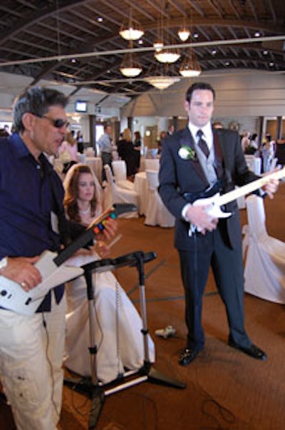Guests joined the bride and groom in playing Rock Band on Microsoft's Xbox during the reception.