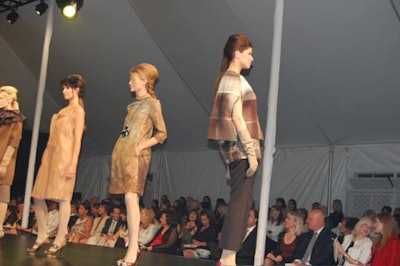 During the tented runway show, models displayed fall collections from designers like Marni.