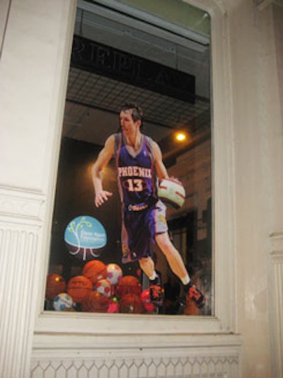 Displays of Steve Nash and Claudio Reyna filled Replay's windows.