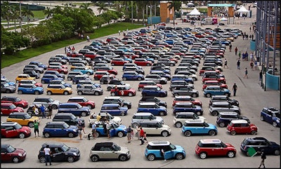 More than 500 Minis gathered at Homestead Miami Speedway to kick off 2008's Mini Takes the States Tour.