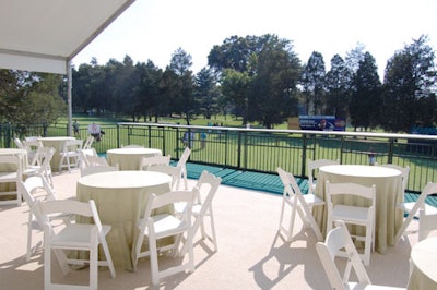The UBS patio offered a direct view of the course as well as outdoor seating.