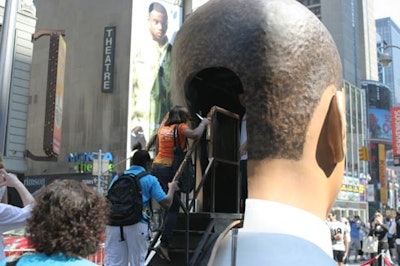 Participants entered through the back of the head via a narrow staircase.