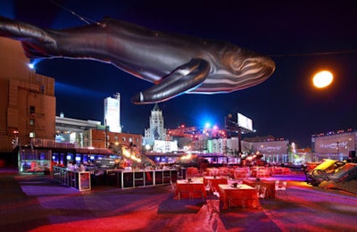 A 30-foot inflatable whale hovered over guests.