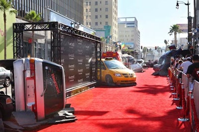 Red-carpet vehicles featured Hancock title treatments.