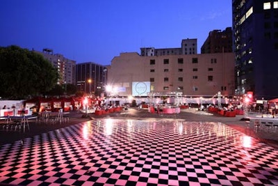 Guests danced on a black-and-white checkered dance floor at the after-party.