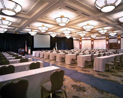 The Swissotel's grand ballroom offers seating for 1,500 and 17-foot ceilings.