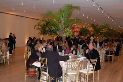 Heffernan Morgan provided palm leaf-studded floral arrangements for the tables at the sponsor dinner.