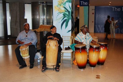 Inside the museum's Columbus Street entrance, drummers provided a welcome concert.