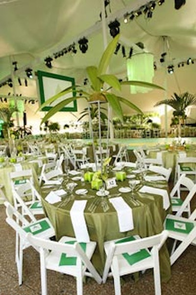 Heffernan Morgan created thematic green tablescapes for the evening.