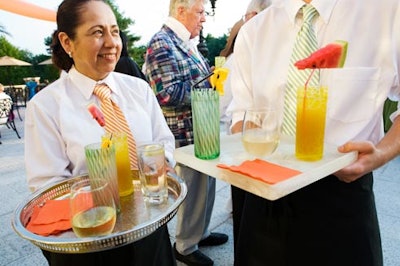 Waitstaff, dressed in festive ties, passed out Jamaican rum ginger zingers and Caribbean limeades.