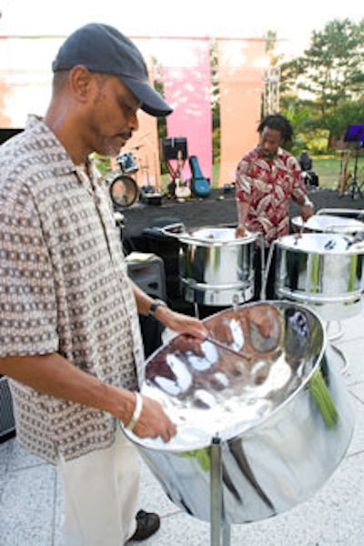 A three-member steel band, courtesy of Washington Talent, Photo & Video, performed Bob Marley tunes in the early hours of the event.