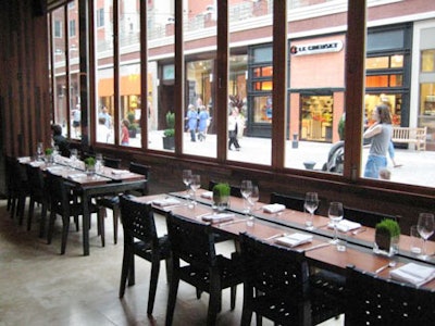 The 120-seat dining room features mesquite wood tables and wheatgrass centerpieces.