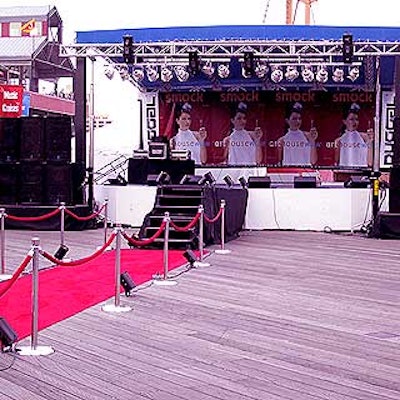 The fashion show and performances were held on a stage erected on the boardwalk for the event.