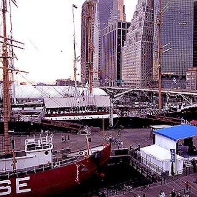 Guests at the cocktail party were only a few steps away from the stage set up at adjacent Pier 16.