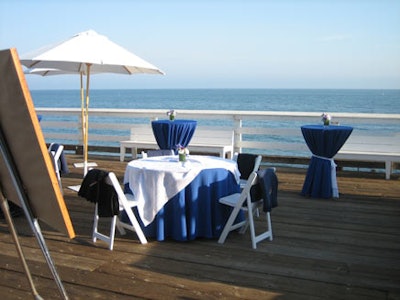 The outdoor space offers ocean and Malibu coast views.