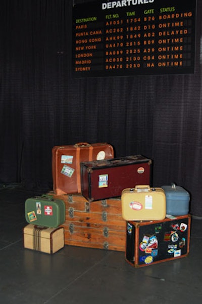 Vintage luggage decorated the venue.