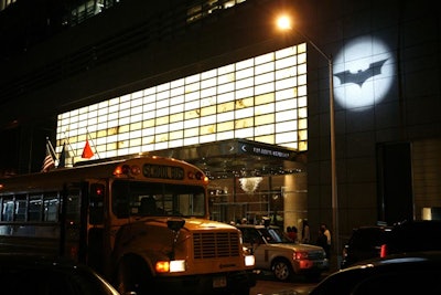 The Bat Signal outside of the Mandarin Oriental caught the attention of guests and intrigued passersby.