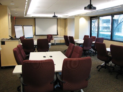 The 10 meeting spaces vary in size and come equipped with audiovisual equipment and Smart Boards.
