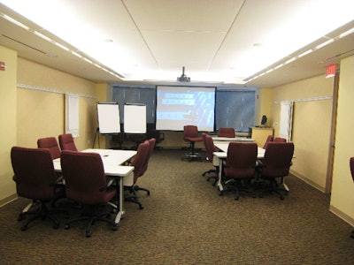 Furniture in the meetings rooms can be arranged for classroom or theater seating.