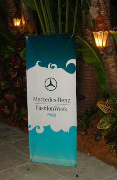 The official Mercedes-Benz Fashion Week Swim signage was placed around the pool deck.