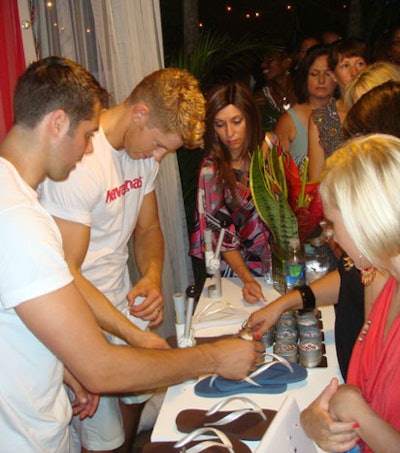 Guests lined up outside the Havaianas cabana to get their own pair of customized flip-flops.